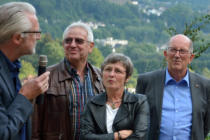 Thomas Molsberger, Manfred Brenner (Förderverein Freusburg), Angelika Brenner (Atelier), und Michael Wäschenbach (MdL)