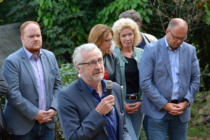 Andreas Hundhausen (Stadtbürgermeister), Thomas Molsberger, Sabine Bätzing-Lichtenthäler (Ministerin für Soziales, Arbeit, Gesundheit und Demografie in RLP), Angelika Buske (Bürgermeisterkanditatin) und Jens Stötzel (Verbandsgemeindebürgermeister Kirchen)